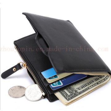 OEM Logo Fashion PU Zipper Billfold Purse Wallet with Coin Pocket